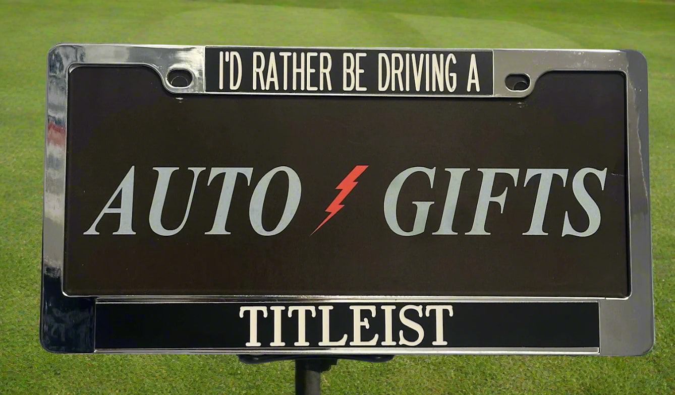 Metal Chrome License Plate Cover I'd Rather Be Driving A Titleist