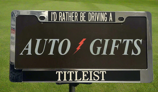Metal Chrome License Plate Cover I'd Rather Be Driving A Titleist