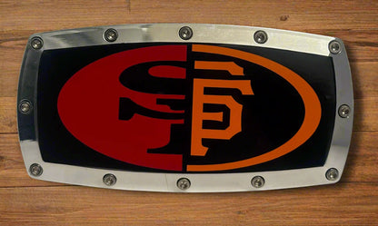 Large Logo Hitch Cover 49ERS AND GIANTS