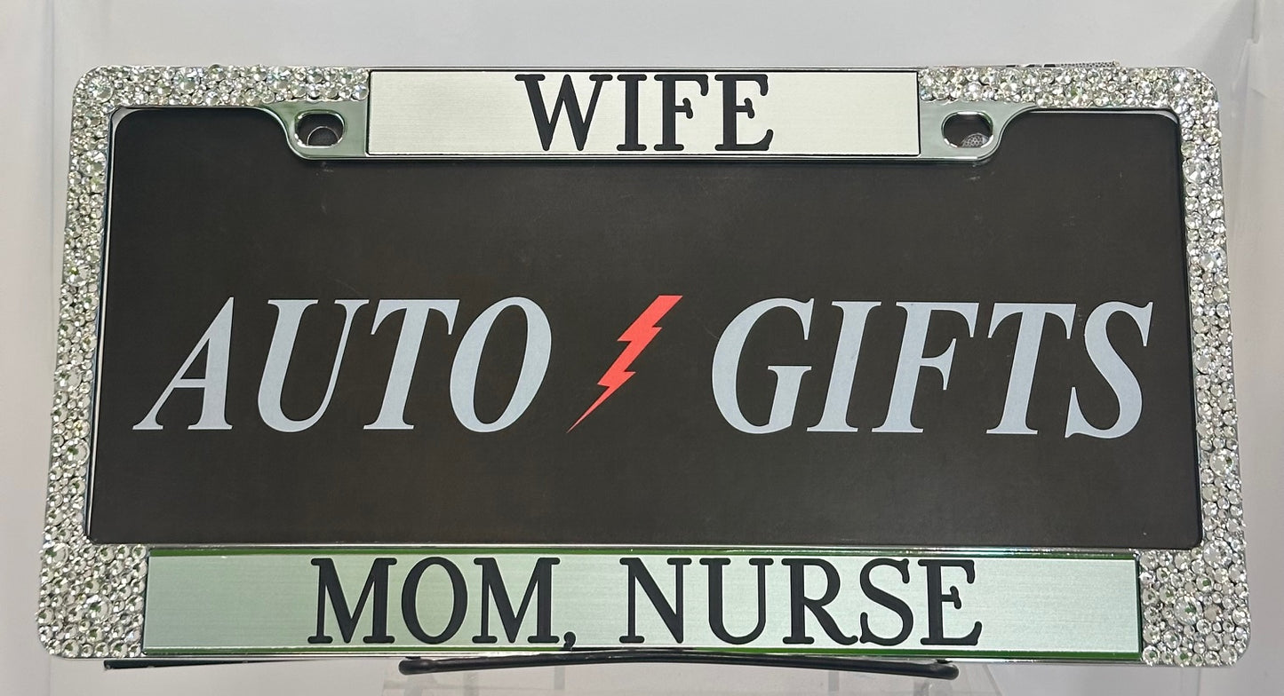 Jeweled and Colorful Plate WITH  WIFE, MOM NURSE